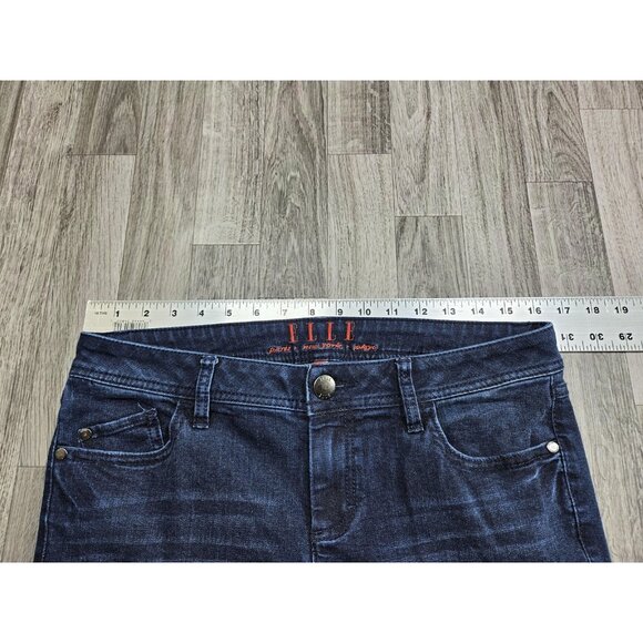 (3/$35) ELLE Jeans Denim Womens 10 Blue Dark Wash Stretch Skinny Mid Rise - Picture 7 of 11